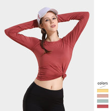 Load image into Gallery viewer, Femme Full Sleeve Shirt Solid Color O-neck Casual Tops Breathable Stretchy Fabric
