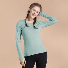 Load image into Gallery viewer, Femme Full Sleeve Shirt Solid Color O-neck Casual Tops Breathable Stretchy Fabric