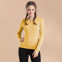 Load image into Gallery viewer, Femme Full Sleeve Shirt Solid Color O-neck Casual Tops Breathable Stretchy Fabric