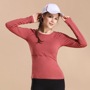 Femme Full Sleeve Shirt Solid Color O-neck Casual Tops Breathable Stretchy Fabric